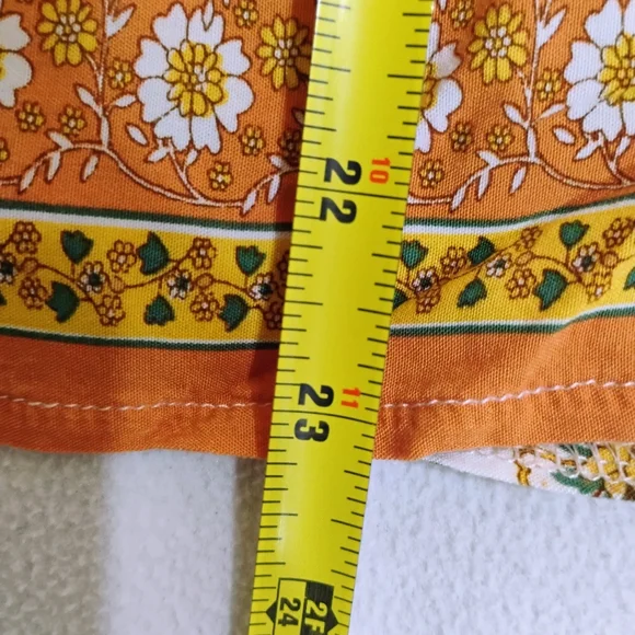Boho Tie-Neck Floral Blouse in Orange and White - Picture 11 of 11